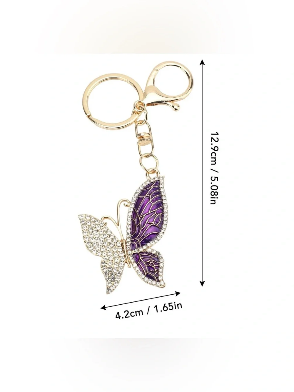 NEW Gold Butterfly Keychain with Green Enamel Wings
